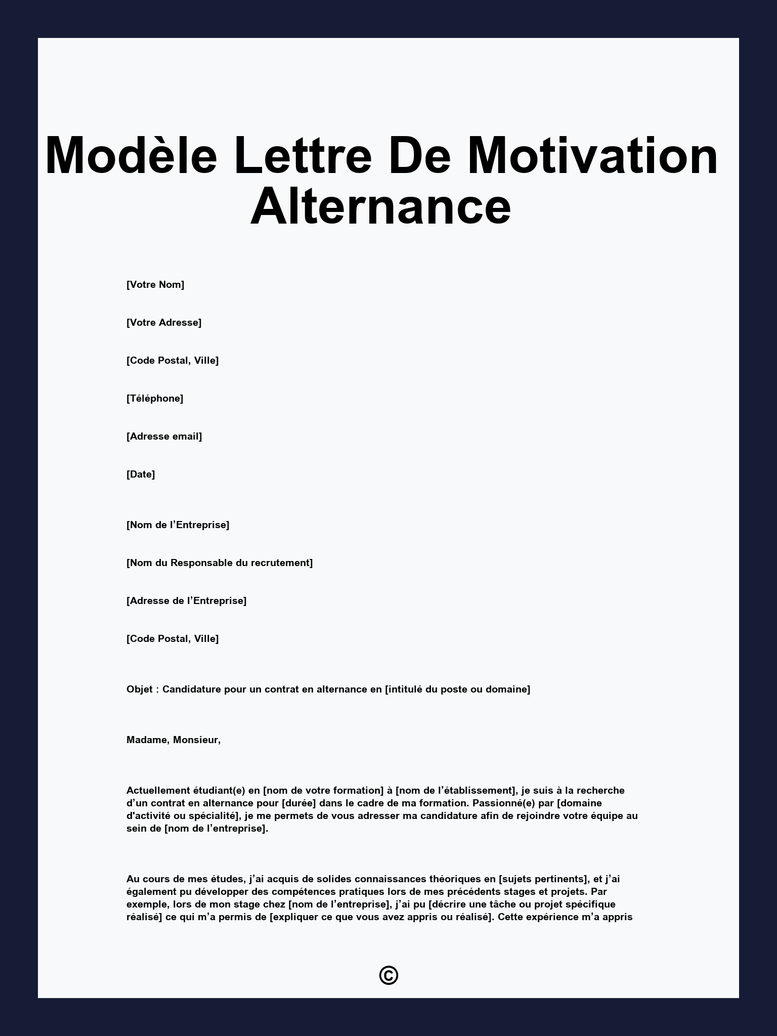 Mod le Lettre De Motivation Alternance