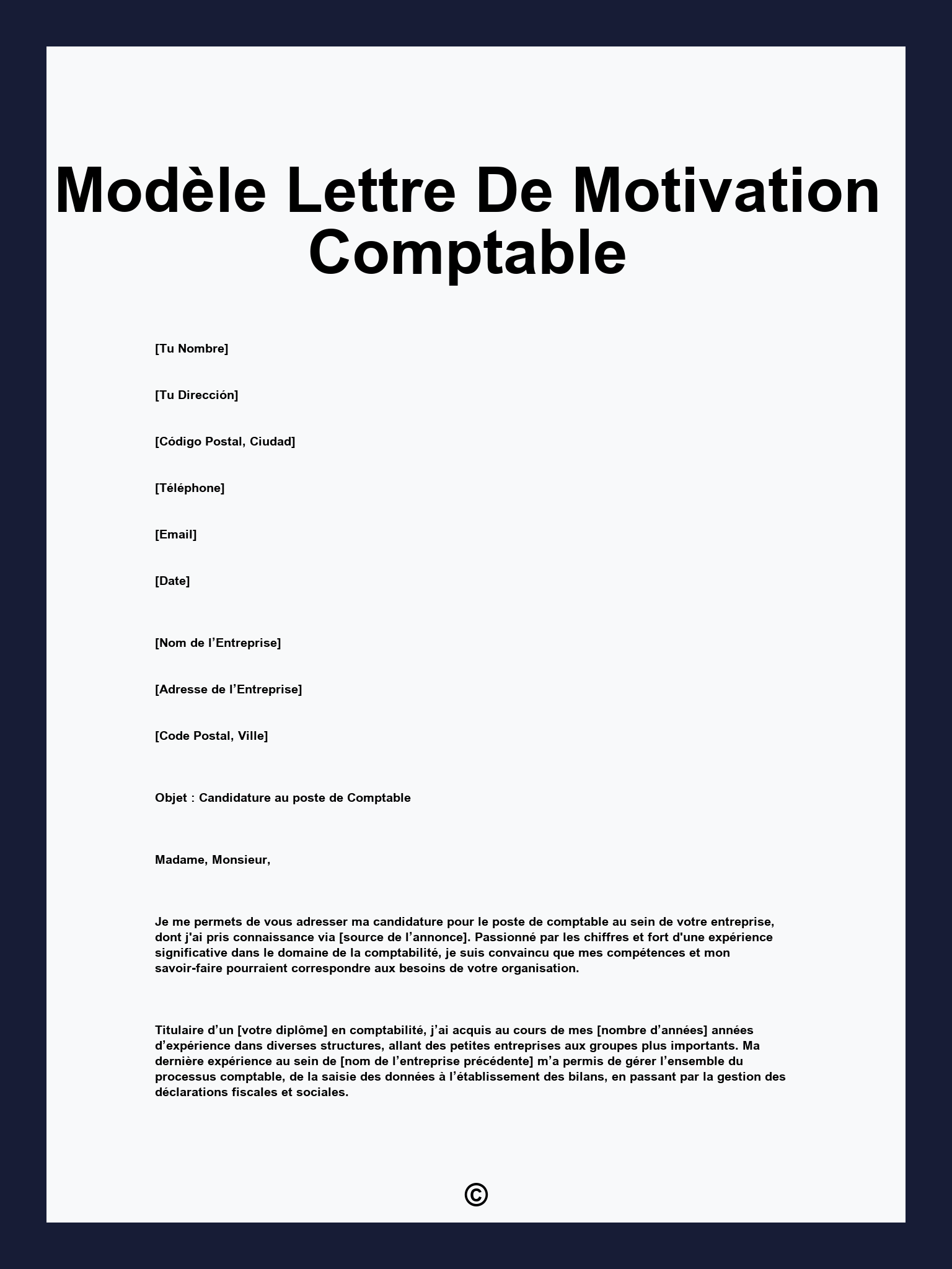 Modèle Lettre De Motivation Comptable