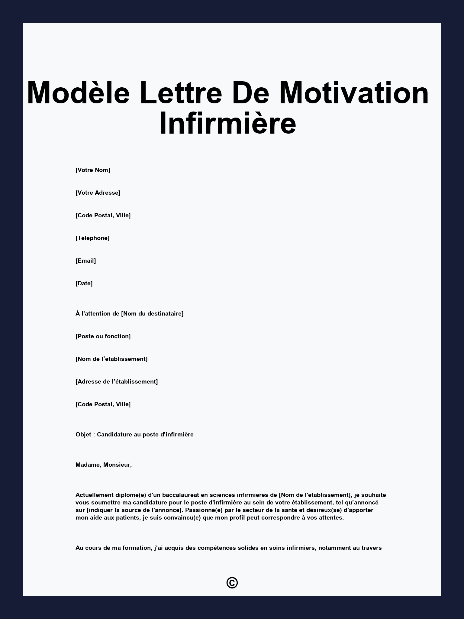 Modèle Lettre De Motivation Infirmière