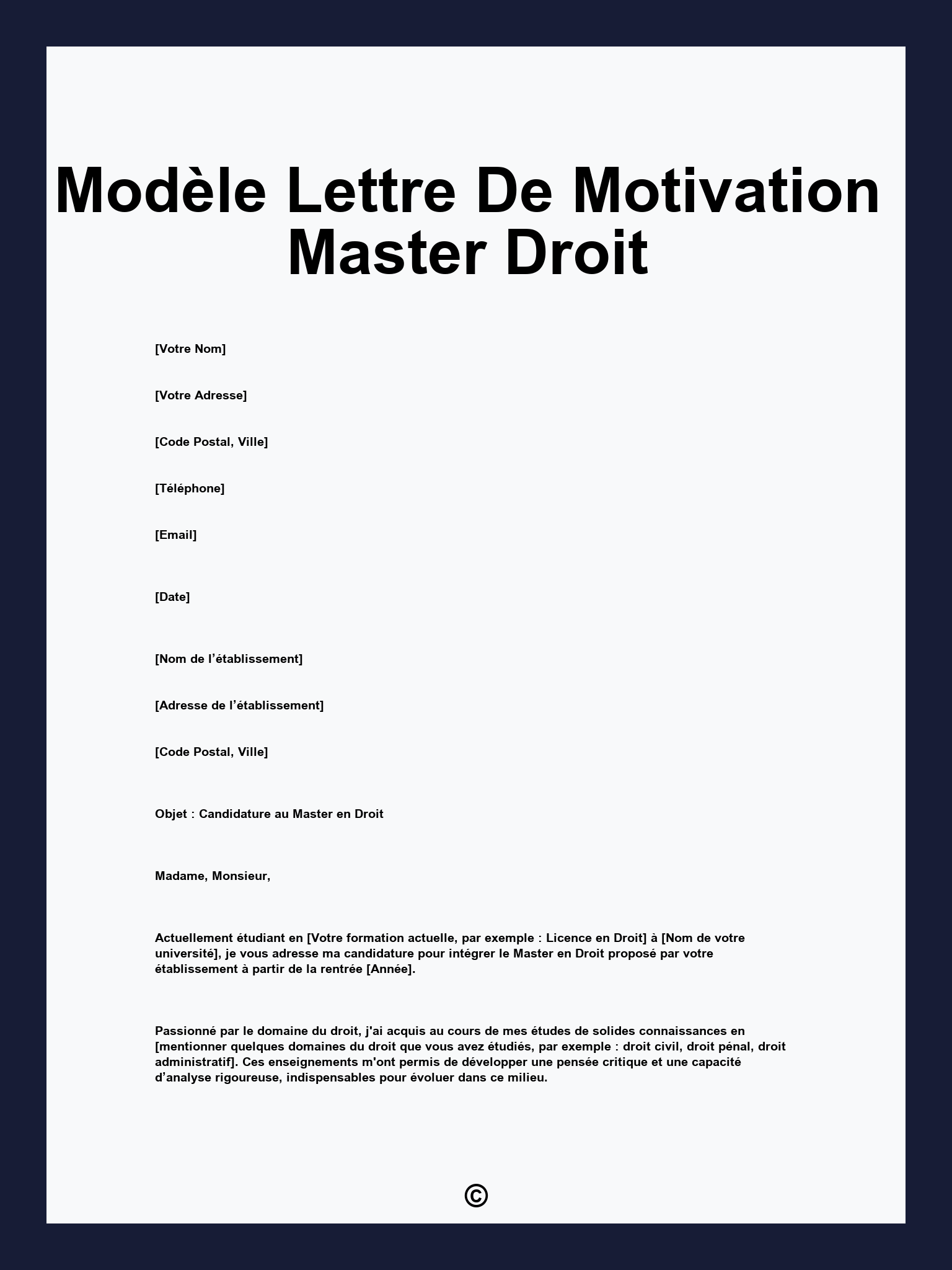 Modèle Lettre De Motivation Master Droit
