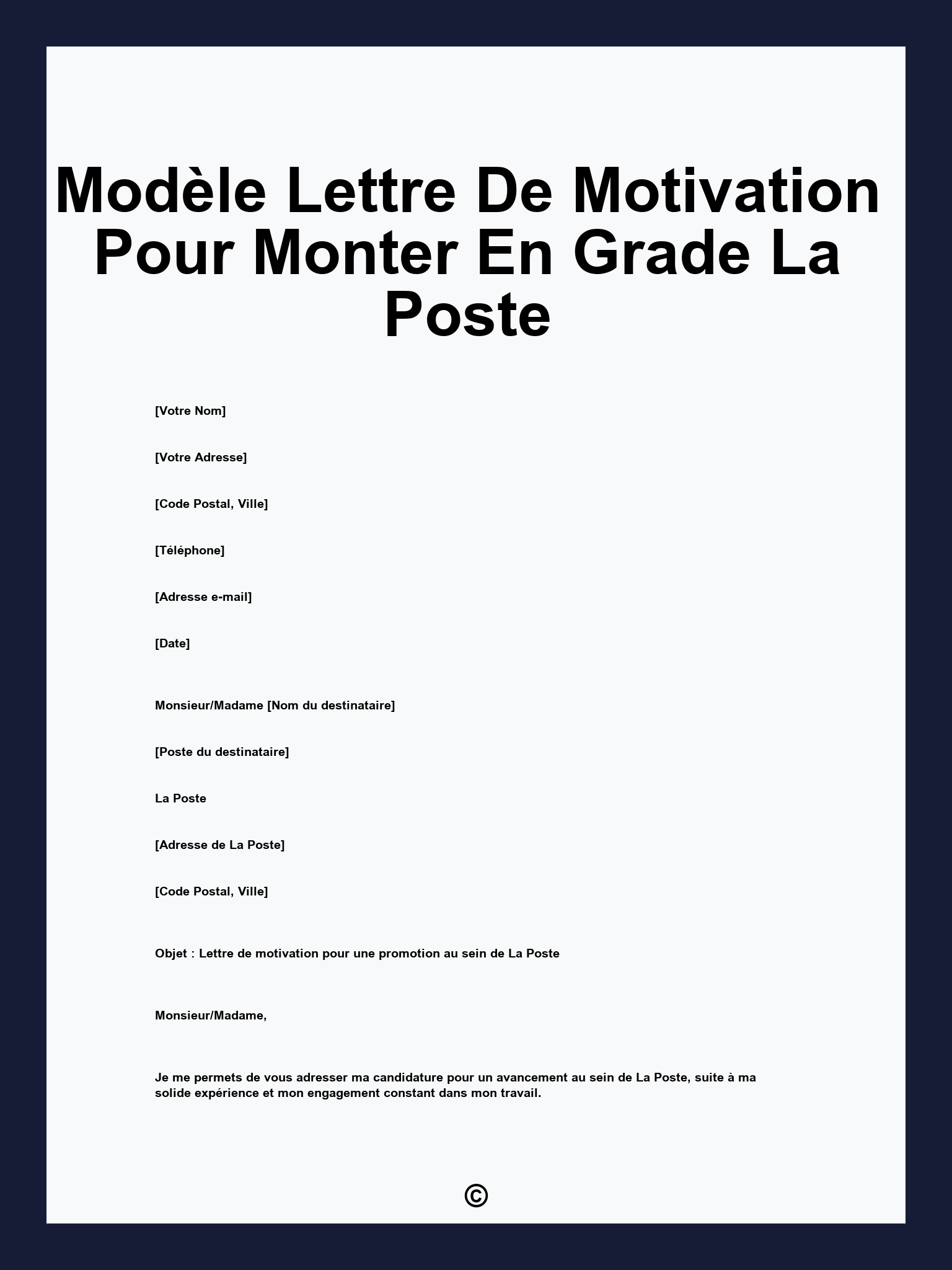 Modèle Lettre De Motivation Pour Monter En Grade La Poste