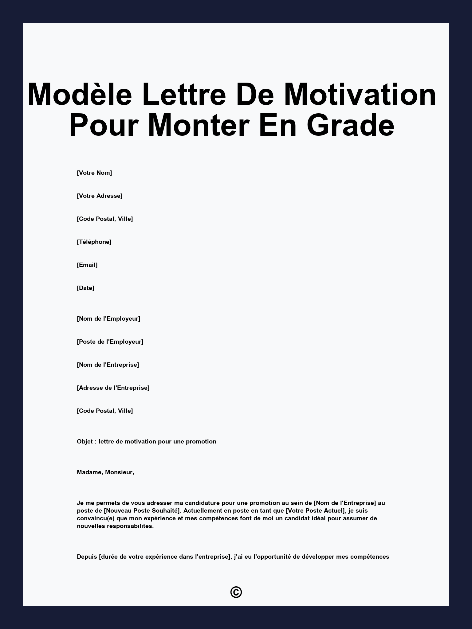 Modèle Lettre De Motivation Pour Monter En Grade