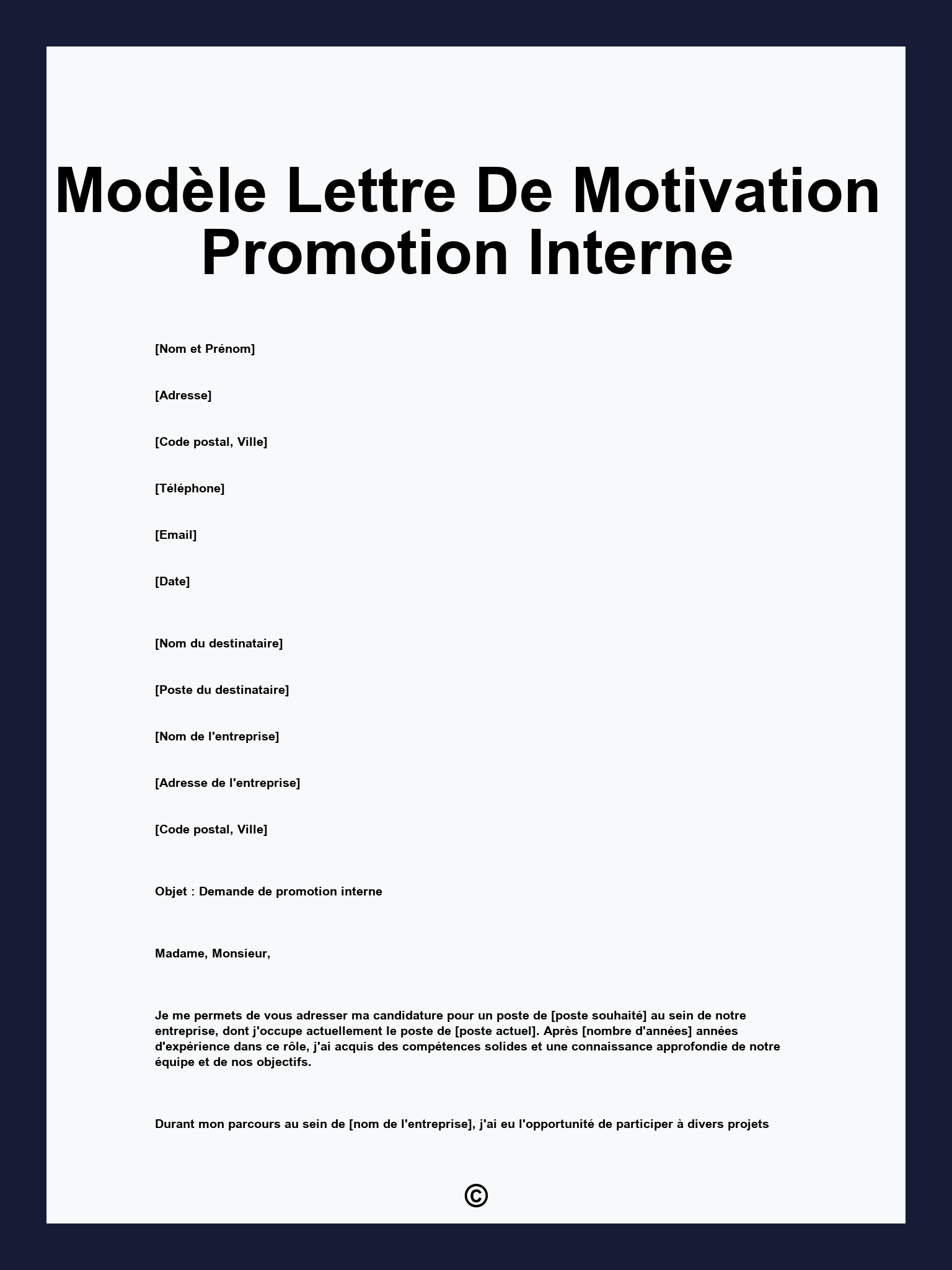 Modèle Lettre De Motivation Promotion Interne